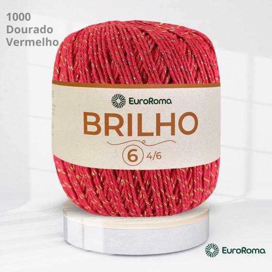 Imagem de Barbante EuroRoma Brilho Vermelho com Ouro 1000 n6 400g