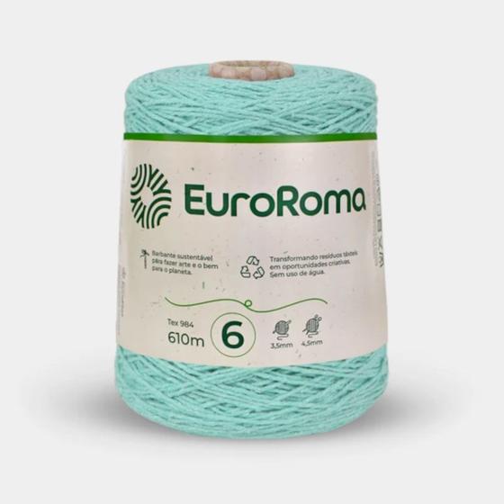Imagem de Barbante euroroma colorido 06 fios cor 800 verde água claro 600 gr