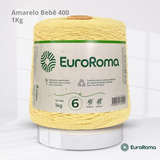 Imagem de Barbante EuroRoma Colorido N.6 1Kg Cor Amarelo Bebê 400