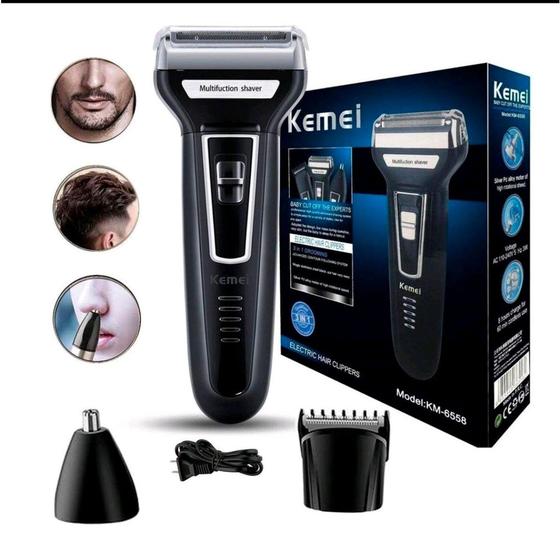 Barbeador E Cortador De Cabelo Kemei Km-6558 Preto 100v/240v Menor preço em Barbeador E Cortador De Cabelo Kemei Km-6558 Preto 100v/240v
