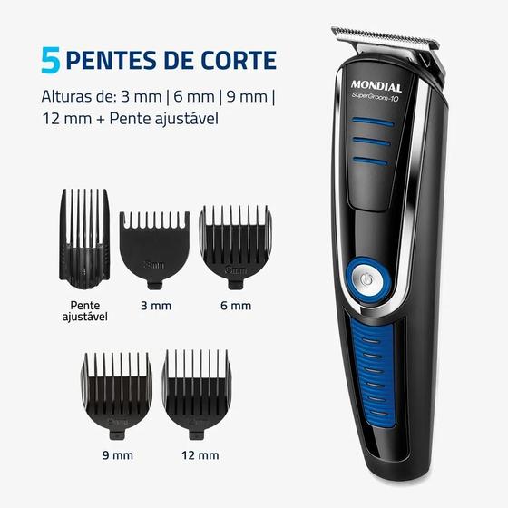 Barbeador Elétrico Mondial BG03 10 Em 1 Kit Completo Bivolt