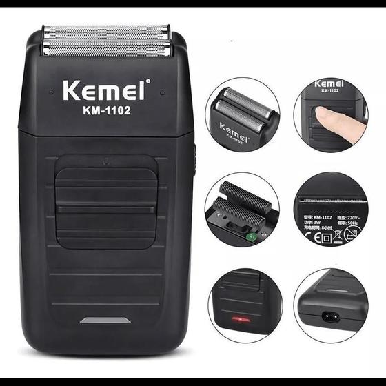 Imagem de Barbeador Kemei KM-1102 Preto Original