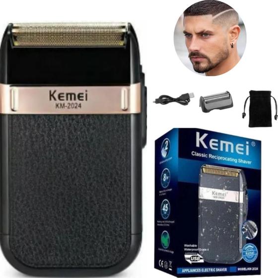 Imagem de Barbeador Kemei KM-2024, Máquina Profissional de Corte e Acabamento Impecável