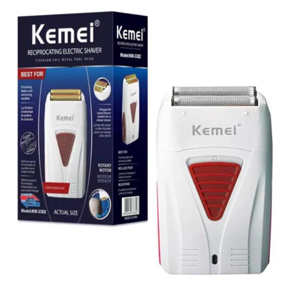 Imagem de Barbeador Shaver Kemei KM-3382 RecarregávelCarregador USB Uso Domestico e Profissional