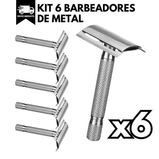 Imagem de Barbeadores de Metal 6 pçs Barbeiro Resistente Cabeleireiro Barba 