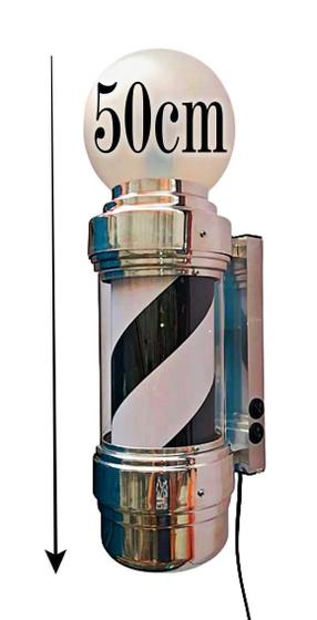 Imagem de Barber Pole 50Cm Voltagem Bivolt Giratório Estilo Clássico.