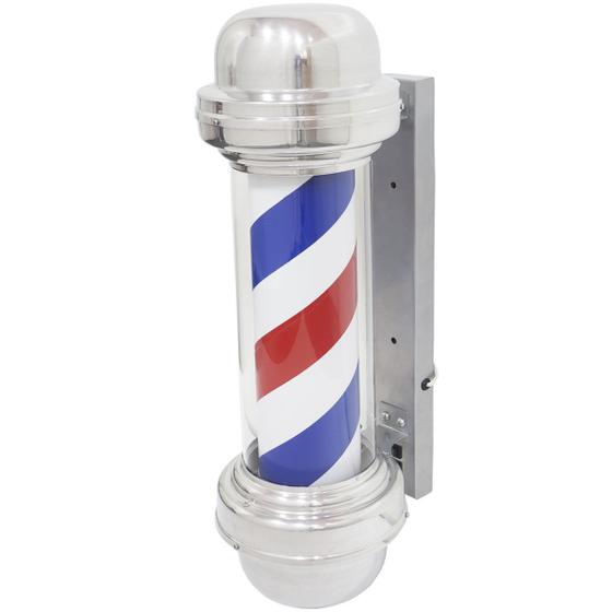 Barber Pole Poste Barbearia Giratório Iluminado 65cm Grande Barbeiro