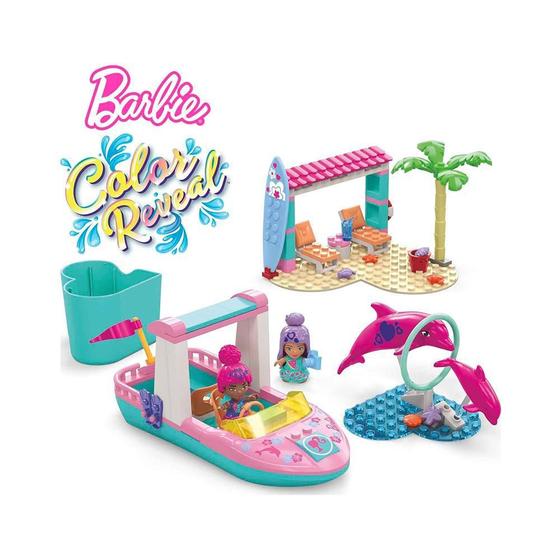 Barbie Blocos Montar Exploração Golfinhos Color Reveal Mega - Mattel Imagem de Barbie Blocos Montar Exploração Golfinhos Color Reveal Mega