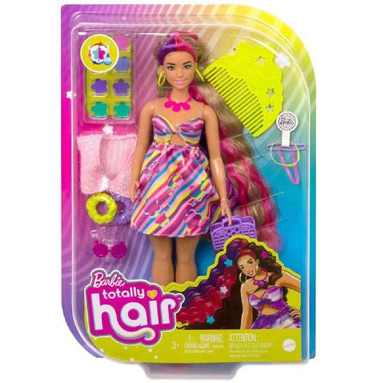 Imagem de Barbie Boneca Totally Hair Vestido de Flores