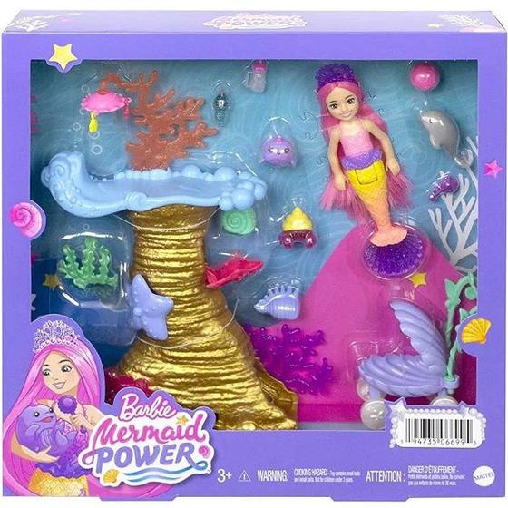 Imagem de Barbie Chelsea Sereia Power com Cenario e Acessorios Mattel HHG58