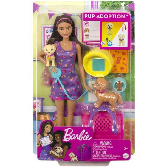 Imagem de Barbie Conjunto Adota Cachorrinhos Morena Com Pet - Mattel Hkd86