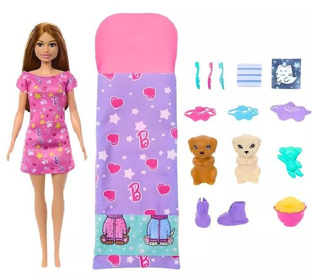 Imagem de Barbie Family Festa Do Pijama Com Cachorrinho Hxn01 Mattel