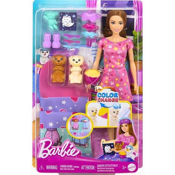 Imagem de Barbie Family Festa Do Pijama Com Cachorrinho HXN01 Mattel