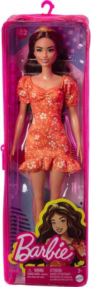 Imagem de Barbie Fashionista 182 Morena Vestido Florido C/ Bolsa