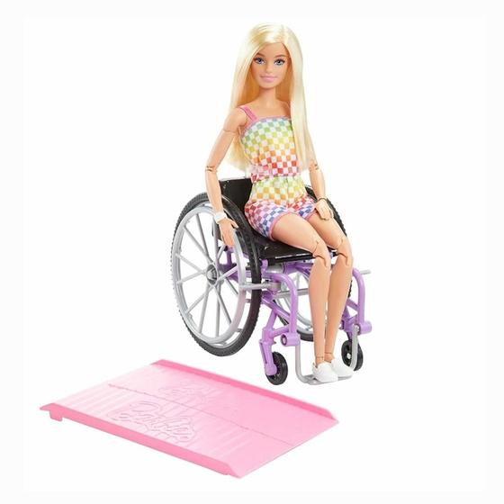 Imagem de Barbie Fashionista Loira Macacão Cadeira Rodas 194 Mattel