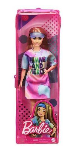 Imagem de Barbie Fashionistas Loira Vestido Colorido 159 GRB51