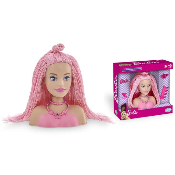 Imagem de Barbie Mini Styling Head Special Hair Rosa Cabelo de tricô