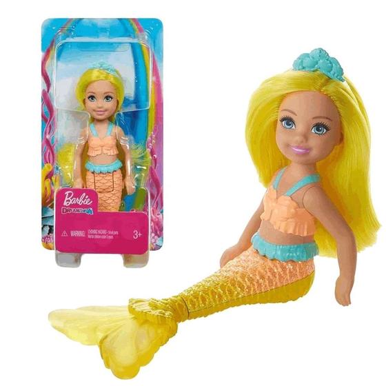 Imagem de Barbie Sereia Chelsea Fantasy Amarelo Dreamtopia Mattel 