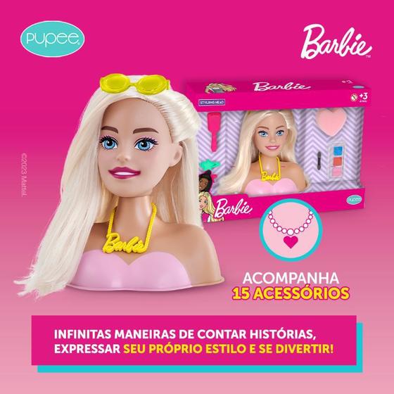 Imagem de Barbie Styling Head Sparkle Acessórios Penteados com um lindo cabelo e vários acessórios
