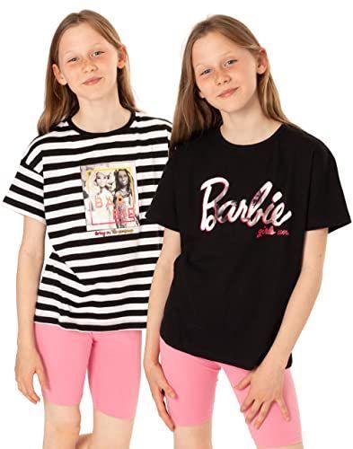 Imagem de Barbie T-Shirt 2 Pack Meninas Crianças Boneca Logo Listrado Preto &