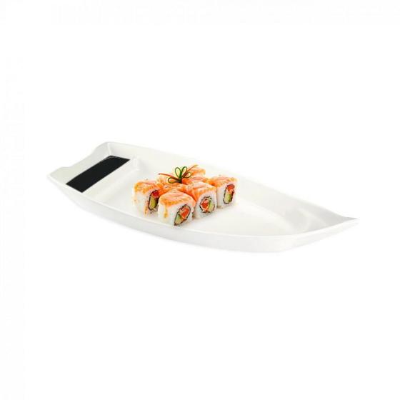 Imagem de Barca para Sushi em Melamina Premium 25,5 Cm Branca  Bestfer 