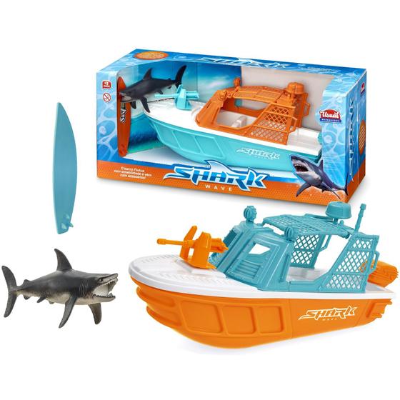 Imagem de Barco Brinquedo Com Tubarão Shark Wave Praia E Piscina - Usual Brinquedos