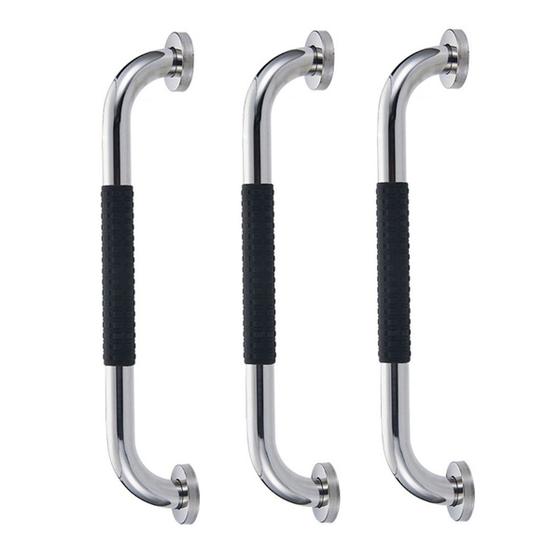 Imagem de Barra de Apoio 30cm Inox Kit 3 unidades Suporte Antiderrapante Banheiro Box Idoso Gestante Criança Cadeirante Casa Corrimao Escada Proteçao Segurança 