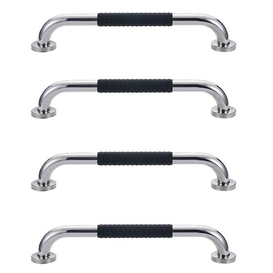 Imagem de Barra de Apoio 30cm Inox Suporte Antiderrapante Banheiro Box Kit 4 unidades Idoso Deficiente Quarto Acessibilidade Resistente Proteçao Segurança