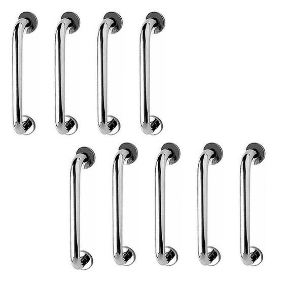 Imagem de Barra de Apoio 40cm Inox Kit 9 Unidades Idoso Banheiro Box Casa Gestante Cadeirante Suporte Corrimao Escada Segurança Acessibilidade