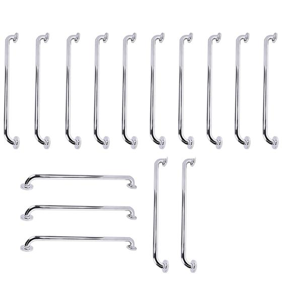 Imagem de Barra de Apoio 70cm Inox Kit 15 Unidades Idoso Cadeirante Gestante Criança Casa Banheiro Box Acessibilidade Segurança Proteçao Suporte Resistente