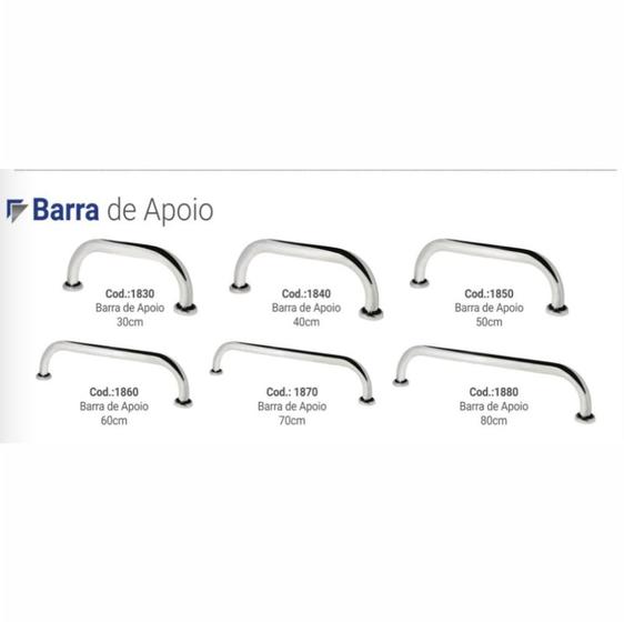 Barra De Apoio Reta 40cm Em Aluminio Cromado Clara Inox Barra De Apoio Segurança Magazine 