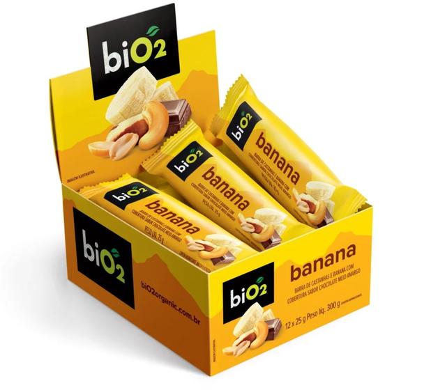 Barra de Banana com Chocolate e Nuts biO2 25g CX. C/12 Und. Menor preço em Barra de Banana com Chocolate e Nuts biO2 25g CX. C/12 Und.