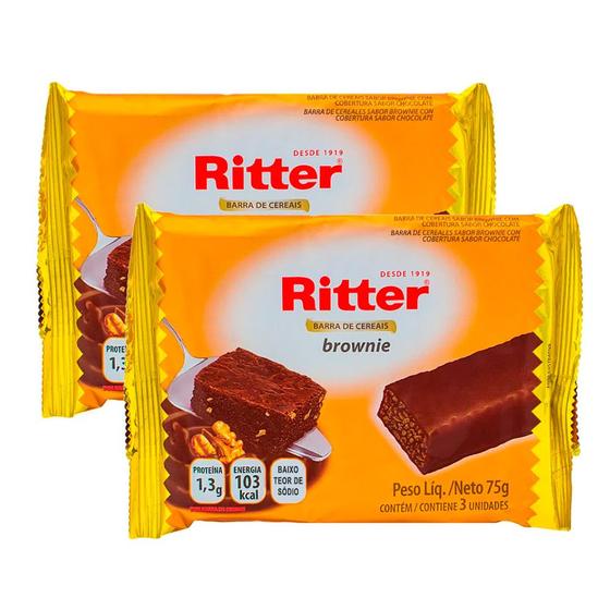 Imagem de Barra de Cereais Ritter Brownie com 3 Unidades de 25g cada  Kit com duas unidades