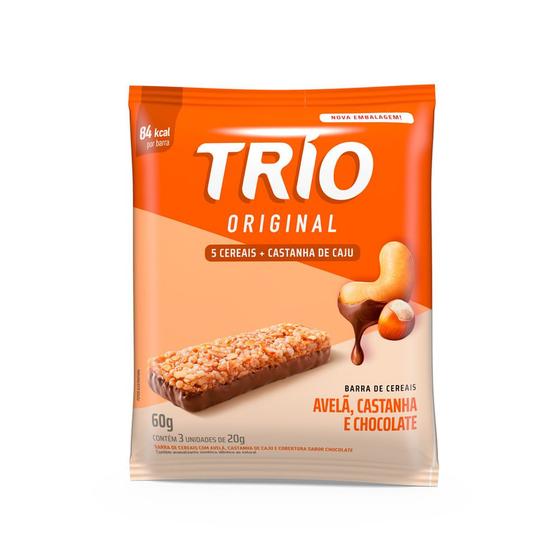 Imagem de Barra de Cereais Trio Castanha, Avelã e Chocolate Sachê 3 Unidades de 20g cada