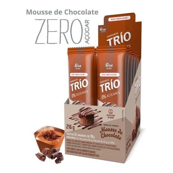 Barra De Cereais Trio Sobremesa Zero Açucar Mousse de Chocolate Caixa C/12 Unidades Menor preço em Barra De Cereais Trio Sobremesa Zero Açucar Mousse de Chocolate Caixa C/12 Unidades