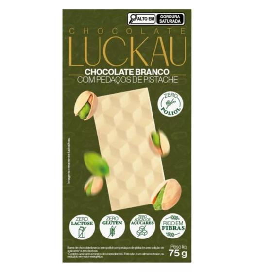 Imagem de Barra De Chocolate Branco Com Pistache Luckau 75G