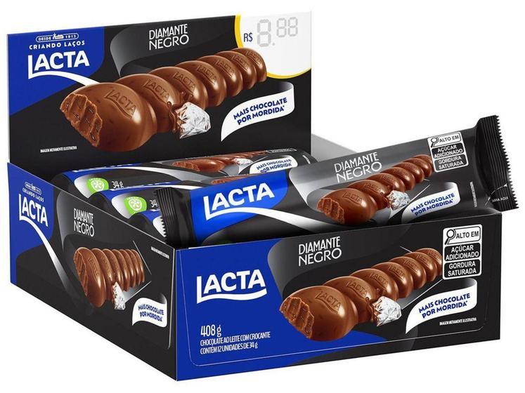 Imagem de Barra de Chocolate Lacta Diamante Negro 34g - Display com 12 Unidades
