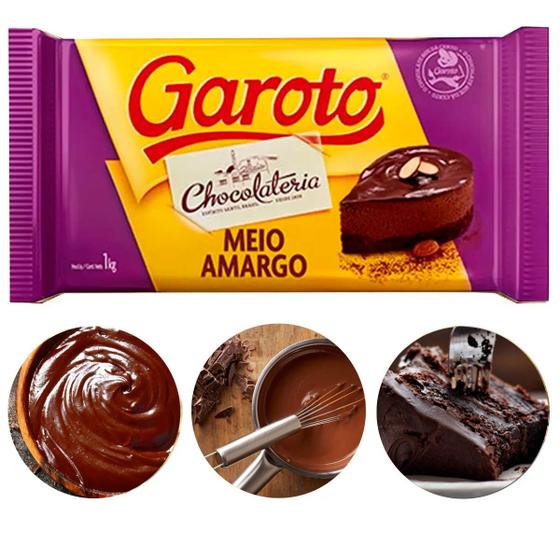 Barra de Chocolate Meio Amargo Garoto 1kg Chocolate / Barra de Chocolate Magazine Luiza