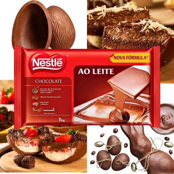 Barra De Chocolate Nobre Nestlé 1kg Muito Brilho E Sabor para Ovos de ...