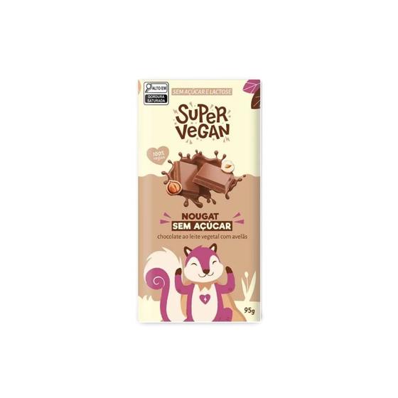 Imagem de Barra de Chocolate Vegano Nougat Sem açúcar Super Vegan 95g