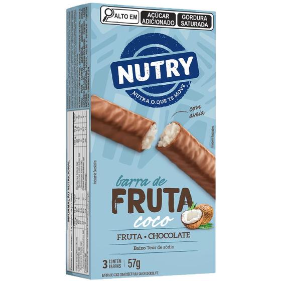 Imagem de Barra de Fruta Nutry Coco com Cobertura Sabor Chocolate com 3 Unidades de 19g cada