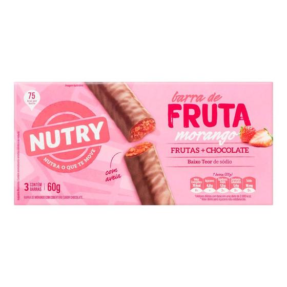 Imagem de Barra de Morango Com Cobertura de Chocolate Nutry 60g