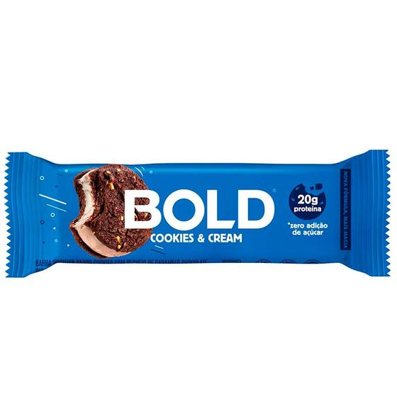 Imagem de Barra de Proteína Bold Sabor Cookies & Cream 20g de Proteína Zero Açúcar com 60g