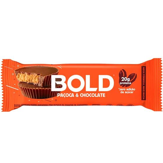 Imagem de Barra de Proteína Bold Sabor Paçoca e Chocolate 20g de Proteína Zero Açúcar com 60g