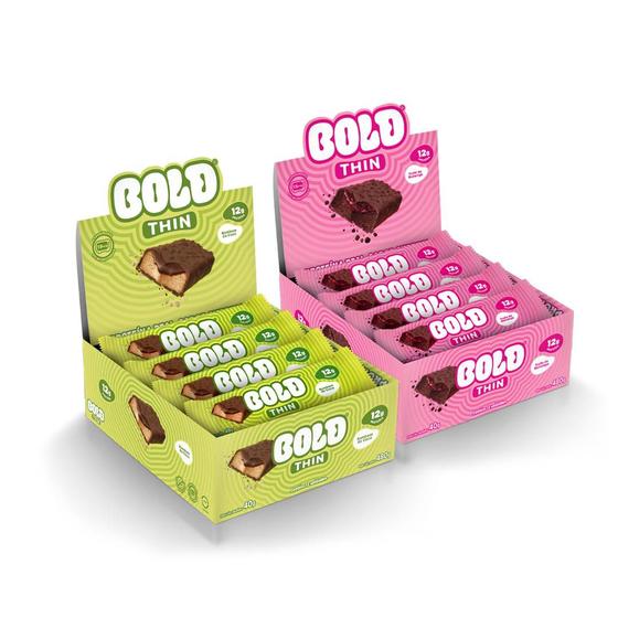 Imagem de Barra de Proteína BOLD Snacks - KIT Thin Bombom de Coco + Thin Trufa de Morango (2 caixas c/ 12 unid.)