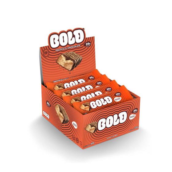 Imagem de Barra de Proteína BOLD Snacks Paçoca & Chocolate (20g de Proteína) - Caixa com 12 unidades