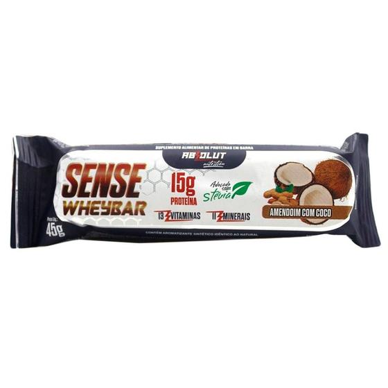 Imagem de Barra de proteína Sense Whey Bar Absolut Nutrition Sabor Amendoim com Coco 15g de Proteína Adoçado com Stevia 45g
