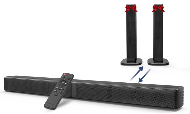 Imagem de Barra de Som GEOYEAO 2.2CH 32" com Subwoofer Duplo para Smart TV
