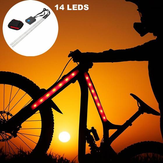 Imagem de Barra Fita Led Luz Bike bicicleta + Controle Segurança noite VERMELHO CBRN14286