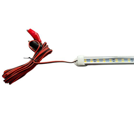 Imagem de Barra Led Dupla com Grampo 12V 1 Metro Branco Quente Lente Incolor